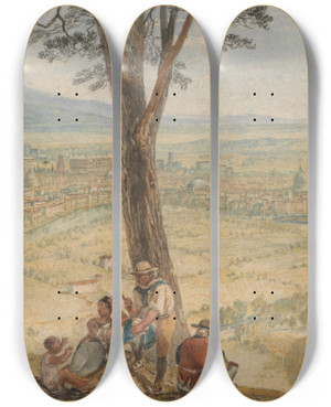 Triptych art skateboard deck of Joseph Mallord William Turner Rome From Monte Mario by Joseph Mallord William Turner (1775-1851)
