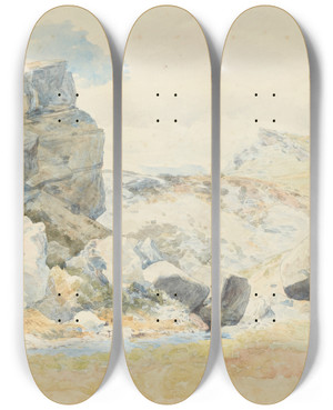 Triptych art skateboard deck of James Crowe Richmond Junction Of Thomas And Porter Rivers by James Crowe Richmond (1822-1898)