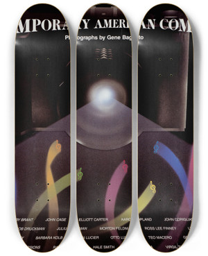 Triptych art skateboard deck of Us Information Agency Contemporary American Composers Photographs By Gene Bagnato by U S Information Agency (1953-1999)