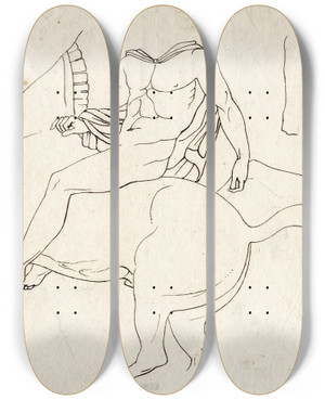 Triptych art skateboard deck of David Humbert De Superville Horseman After The North Frieze Of The Parthenon_2 by David Humbert De Superville (1770-1849)
