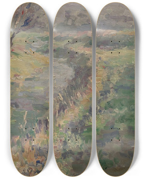 Triptych art skateboard deck of Gustave Loiseau Paysage Ruisseau Dans La Campagne by Gustave Loiseau (1865-1935)