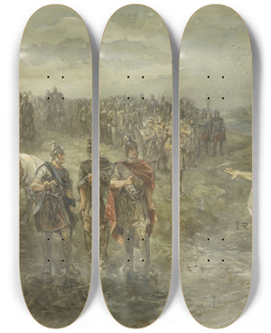 Triptych art skateboard deck of Charles Rochussen De Romeinse Veldheer Drusus En De Germaanse Wichelaar by Charles Rochussen (1814-1894)