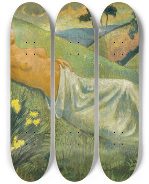 Triptych art skateboard deck of Paul Srusier Walkyrie Au Repos by Paul Serusier (1864-1927)