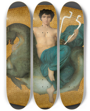 Triptych art skateboard deck of William Bouguereau Arion On A Sea Horse by William Bouguereau (1825-1905)