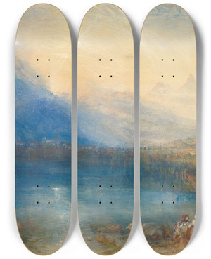 Triptych art skateboard deck of Joseph Mallord William Turner The Lake Of Zug by Joseph Mallord William Turner (1775-1851) Triptych art skateboard deck of Joseph Mallord William Turner The Lake Of Zug by Joseph Mallord William Turner (1775-1851)