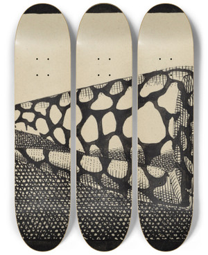 Triptych art skateboard deck of Samuel Jessurun De Mesquita Schelp Naar Links by Samuel Jessurun De Mesquita (1868-1944)