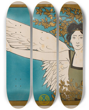 Triptych art skateboard deck of Georges Meunier Le Guide Musical by Georges Meunier (1869-1942)