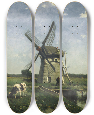 Triptych art skateboard deck of Johan Hendrik Weissenbruch Landscape With Windmill Near Schiedam_2 by Johan Hendrik Weissenbruch (1824-1903) Triptych art skateboard deck of Johan Hendrik Weissenbruch Landscape With Windmill Near Schiedam_2 by Johan Hendrik Weissenbruch (1824-1903)