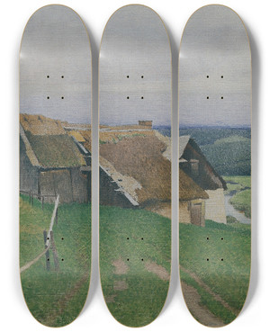 Triptych art skateboard deck of Ferdinand Brunner Das Haus Auf Der Hhe by Ferdinand Brunner (1870-1945)