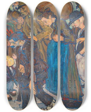 Triptych art skateboard deck of Karl Suschnik Die Ausgestoenen by Karl Suschnik (1890-1942)