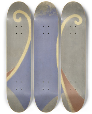 Triptych art skateboard deck of Erich Wichman The Flame I by Erich Wichman (1890-1929)