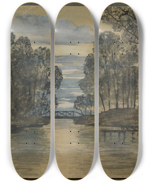 Triptych art skateboard deck of Hjalmar Sderberg Motif From Nacka by Hjalmar Soderberg (1869-1941)
