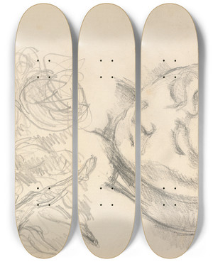 Triptych art skateboard deck of Paul Czanne Studies Including Madame Czanne by Paul Cezanne (1839-1906)