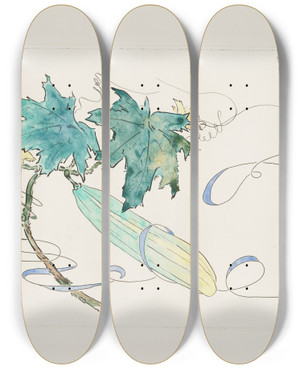 Triptych art skateboard deck of Flix Bracquemond Grand Plat Gigot Concombre Modle De Coloris by Felix Bracquemond (1833-1914)
