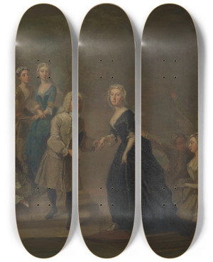 Triptych art skateboard deck of Bartholomew Dandridge Uvedale Tomkyns Price 16851764 And Members Of His Family Possibly by Bartholomew Dandridge (1691-1754)