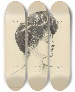Triptych art skateboard deck of Charles Dana Gibson Untitled_88 by Charles Dana Gibson (1867-1944)