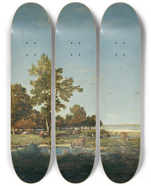 Triptych art skateboard deck of Thodore Rousseau Landscape With A Clump Of Trees by Theodore Rousseau (1812-1867) Triptych art skateboard deck of Thodore Rousseau Landscape With A Clump Of Trees by Theodore Rousseau (1812-1867)