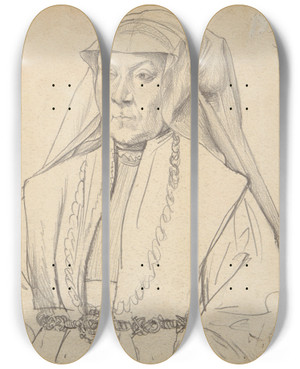 Triptych art skateboard deck of Adolph Von Menzel Schwesternnuns by Adolph Von Menzel (1815-1905)
