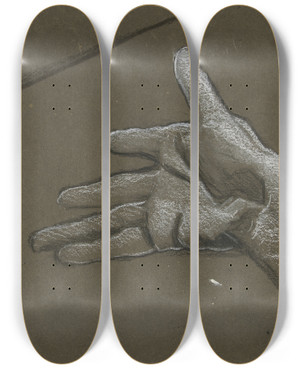 Triptych art skateboard deck of Edwin Austin Abbey Sketch Of Ahand_1 by Edwin Austin Abbey (1852-1911)