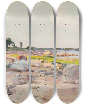 Triptych art skateboard deck of Howard Russell Butler Untitled V by Howard Russell Butler (1856-1934)