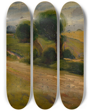 Triptych art skateboard deck of Udovt Pitthordt Lane by udovt Pitthordt (1860-1946)
