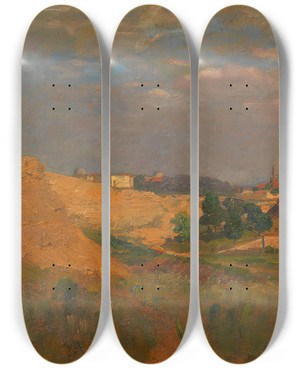 Triptych art skateboard deck of Tina Blau Blick Auf Wien Von Der Trkenschanze by Tina Blau (1845-1916)