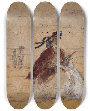 Triptych art skateboard deck of Eugne Boudin Femme Assise Au Bord De La Mer by Eugene Boudin (1824-1898) Triptych art skateboard deck of Eugne Boudin Femme Assise Au Bord De La Mer by Eugene Boudin (1824-1898)