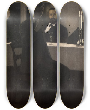 Triptych art skateboard deck of Vilhelm Hammershi Five Portraits by Vilhelm Hammershoi (1864-1916)