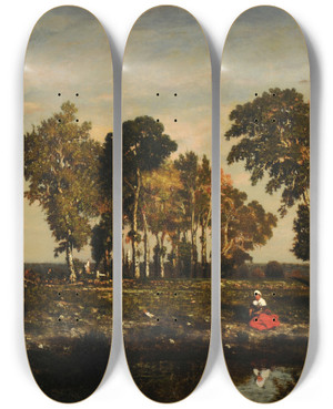 Triptych art skateboard deck of Thodore Rousseau La Mare by Theodore Rousseau (1812-1867) Triptych art skateboard deck of Thodore Rousseau La Mare by Theodore Rousseau (1812-1867)