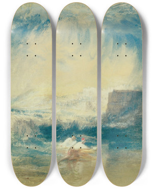 Triptych art skateboard deck of Joseph Mallord William Turner Lyme Regis Dorsetshire England by Joseph Mallord William Turner (1775-1851)