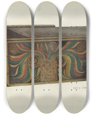 Triptych art skateboard deck of Betty Jean Davis Wood Box by Betty Jean Davis