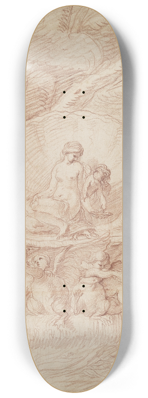 Edm Bouchardon - Rocaille Fountain with Venus, Amorini and Swans 8.25 inch art skate deck