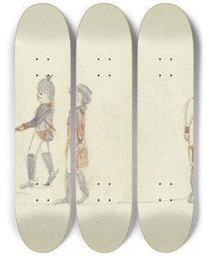 Triptych art skateboard deck of Franz Pforr Ein Bote Berbringt Einem Sitzenden Einen Brief Daneben Ein Soldat by Franz Pforr (1788-1812)