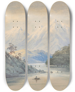 Triptych art skateboard deck of Ernest Arthur Chapman On The Bealey Canterbury Nz by Ernest Arthur Chapman