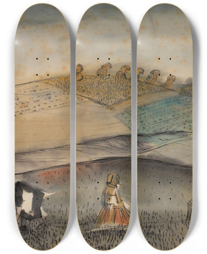 Triptych art skateboard deck of Arie Van De Giessen Schovenbinder by Arie Van de Giessen (1896-1950)