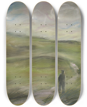 Triptych art skateboard deck of Wilhelm Gutmann Dunes In The Netherlands by Wilhelm Gutmann (1877-1948)