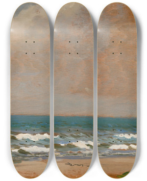 Triptych art skateboard deck of Leon Wyczkowski Seascape From Poga by Leon Wyczolkowski (1852-1936)