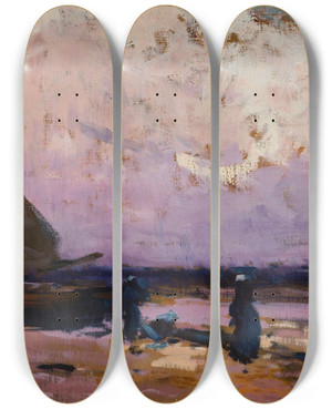 Triptych art skateboard deck of Wadysaw Wankie Sea And A Sail Boat by Wadysaw Wankie (1860-1925)