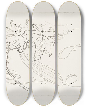 Triptych art skateboard deck of Flix Bracquemond Grand Plat Gigot Concombre by Felix Bracquemond (1833-1914)