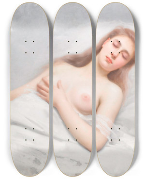 Triptych art skateboard deck of Charles Chaplin Rverie_3 by Charles Chaplin (1825-1891)