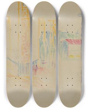 Triptych art skateboard deck of Henriedmond Cross Tude Pour Le Quai De Passy by Henri-Edmond Cross (1856-1910) Triptych art skateboard deck of Henriedmond Cross Tude Pour Le Quai De Passy by Henri-Edmond Cross (1856-1910)