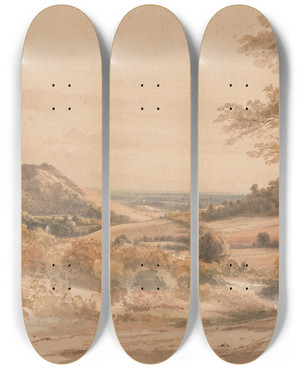 Triptych art skateboard deck of Henry Edridge Boxhill From Westhumble Lane by Henry Edridge (1769-1821)