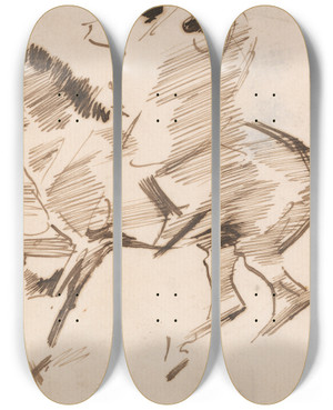 Triptych art skateboard deck of Joseph Crawhall Tangiers Beach A Horse Shying At A Crab by Joseph Crawhall (1861-1913) Triptych art skateboard deck of Joseph Crawhall Tangiers Beach A Horse Shying At A Crab by Joseph Crawhall (1861-1913)