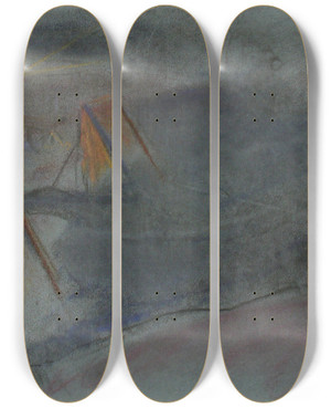 Triptych art skateboard deck of Magnus Enckell Working Horse Study by Magnus Enckell (1870-1925)