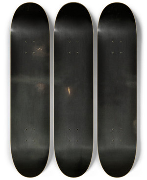 Triptych art skateboard deck of Jzef Pankiewicz Swans In The Saski Garden At Night by Jozef Pankiewicz (1866-1940)