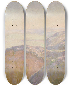 Triptych art skateboard deck of Claude Monet Valsaintnicolas Near Dieppe Morning by Claude Monet (1840-1926)