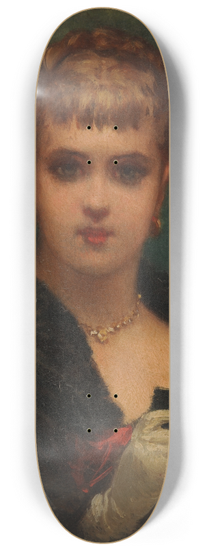 Edmond Hbert - Jeune femme tenant un masque 8.25 inch art skate deck