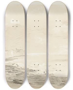 Triptych art skateboard deck of British 19Th Century Sea Coast Scene by British 19Th Century (19-)
