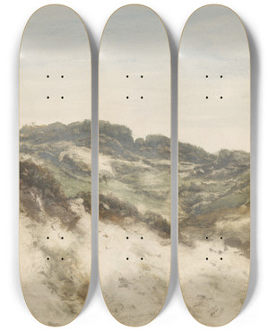 Triptych art skateboard deck of Johannes Gijsbert Vogel Duinlandschap Bij Zorgvliet by Johannes Gijsbert Vogel (1828-1915)