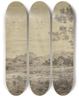 Triptych art skateboard deck of Ludwig Metz Der Kalvarienberg Bei Andorf by Ludwig Metz